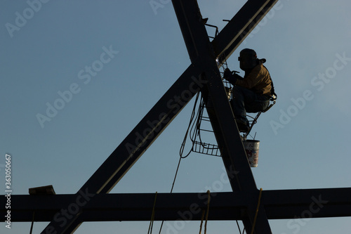 silhouette of construction worker