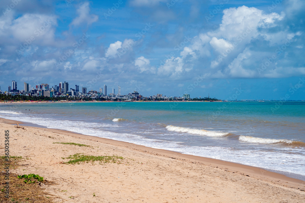 Joao Pessoa, Paraiba, Brazil January 6, 2020 Local people and tourists at Praia do Bessa beach, Joao Pessoa PB, Brazil Joao Pessoa, Paraiba, Brazil January 6, 2020 Local people and tourists at Praia do Bessa beach, Joao Pessoa PB, Brazil