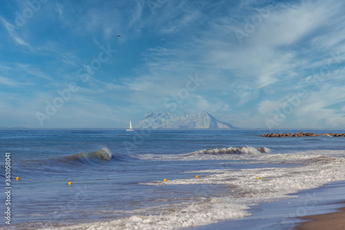 As viewed from Estepona, Spain The Rock of Gibraltar
