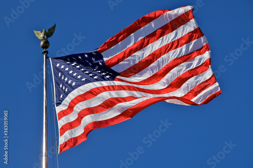 Eagle on top of the finial and American Flag, Golden Gate National Cemetery, San Bruno, California