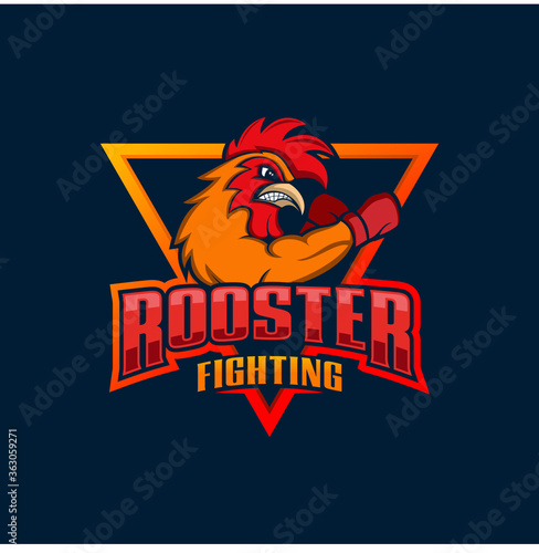 rooster fighting logo design