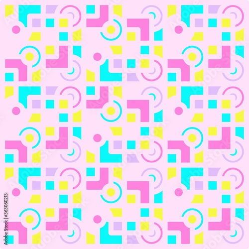 Beautiful of Colorful Square and Circle, Repeated, Abstract, Illustrator Pattern Wallpaper. Image for Printing on Paper, Wallpaper or Background, Covers, Fabrics