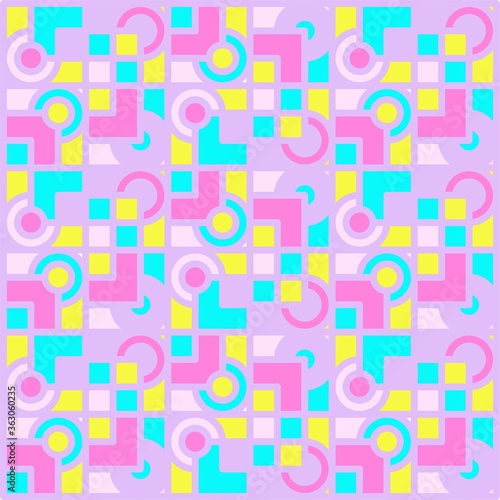 Beautiful of Colorful Square and Circle, Repeated, Abstract, Illustrator Pattern Wallpaper. Image for Printing on Paper, Wallpaper or Background, Covers, Fabrics