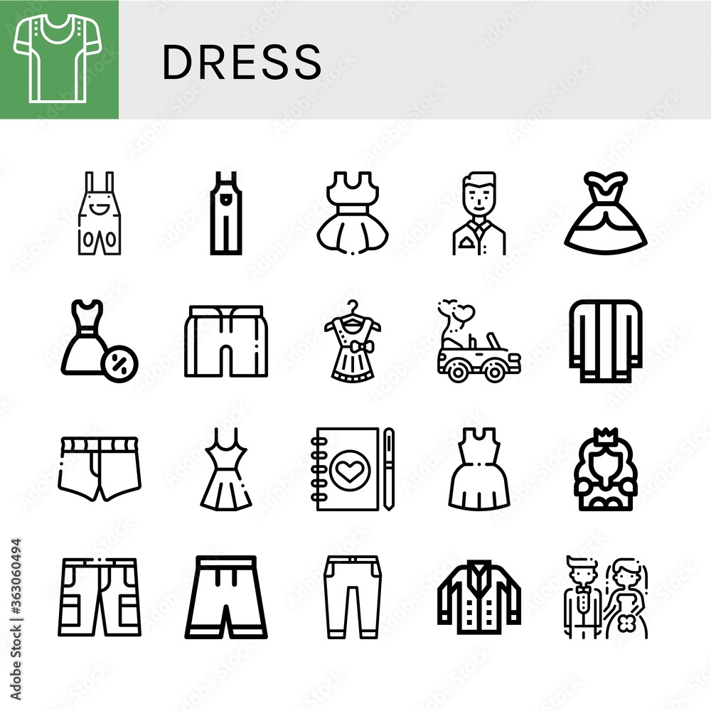 dress simple icons set dress simple icons set