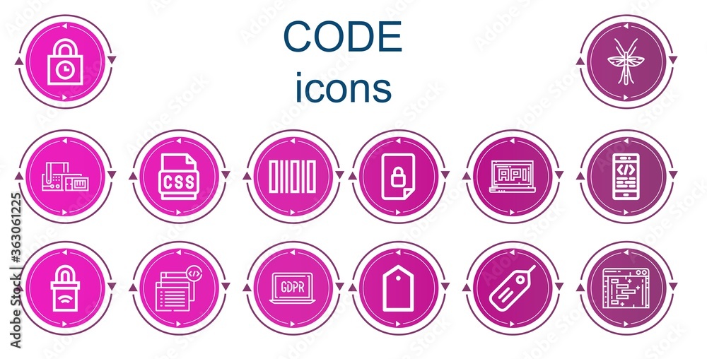 Editable 14 code icons for web and mobile Editable 14 code icons for web and mobile