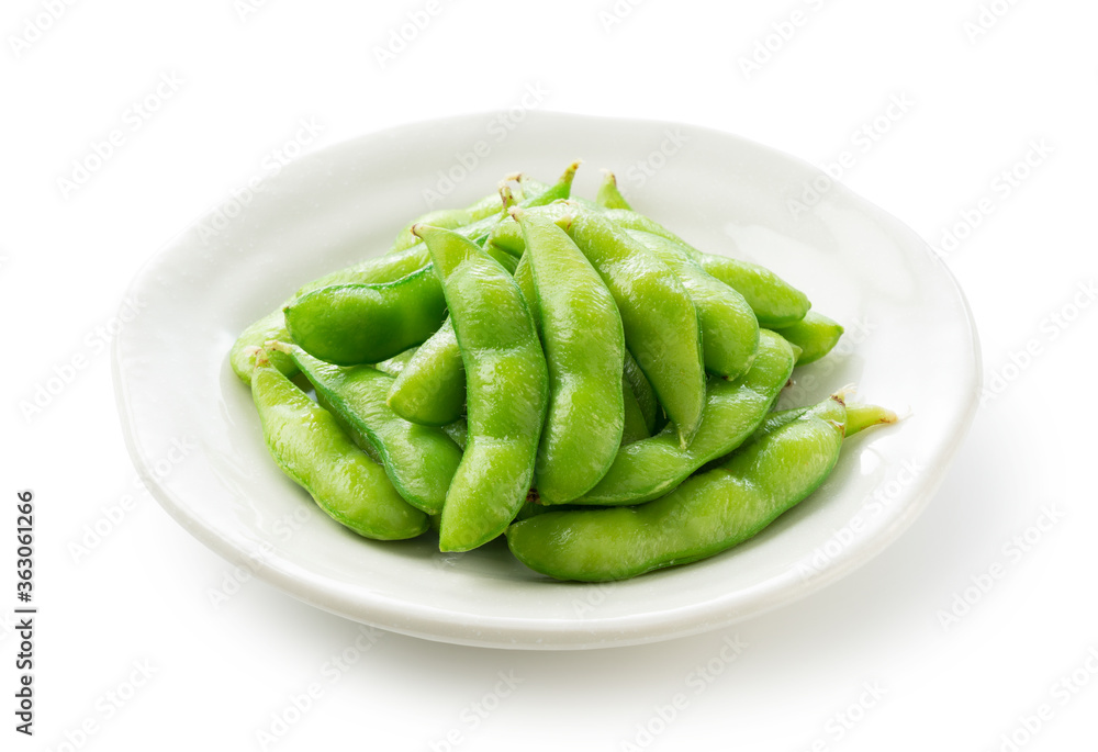 Japanese edamame on a white background Japanese edamame on a white background