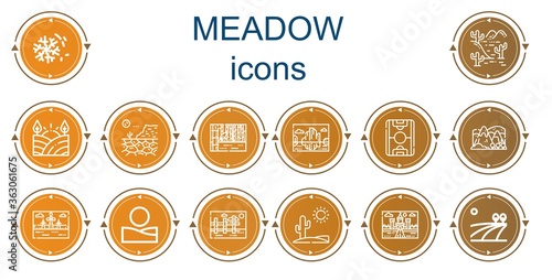 Editable 14 meadow icons for web and mobile