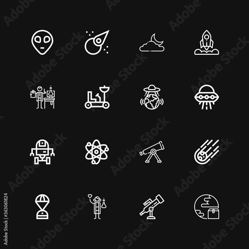 Editable 16 astronomy icons for web and mobile