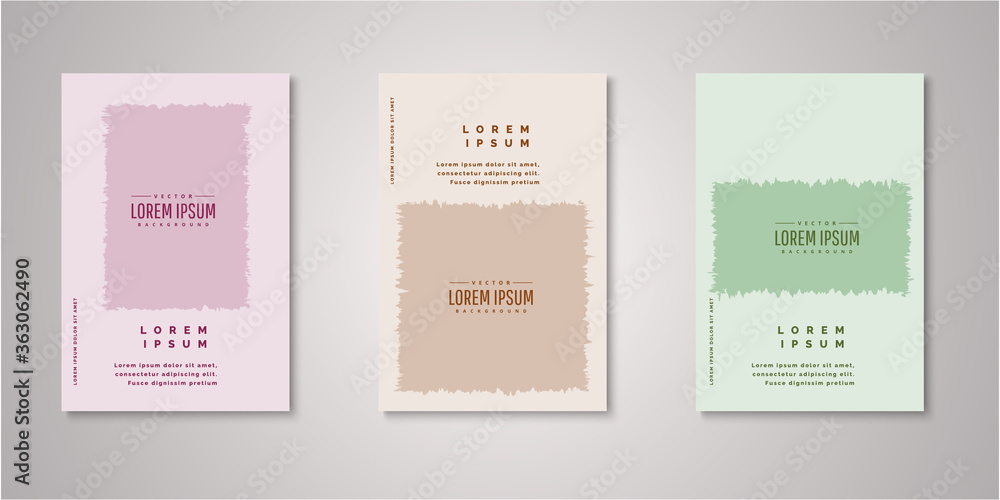 Fototapeta premium Set of background with watercolor brush for cover design paper cut style vector illustration.