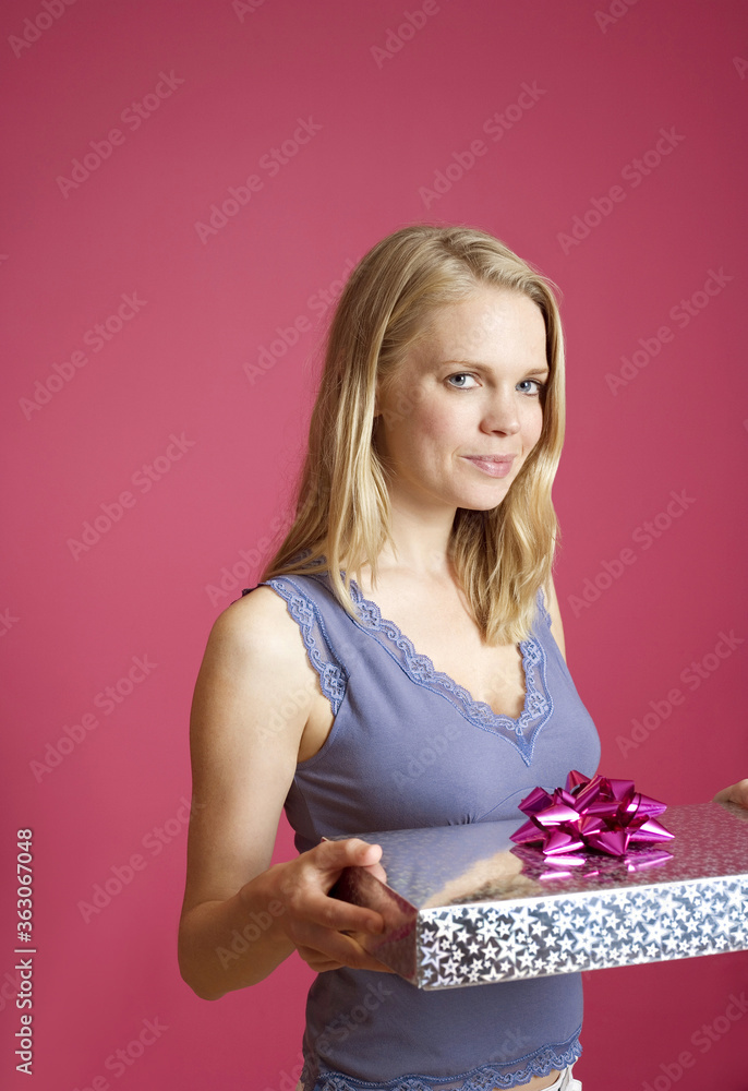 Woman holding a present