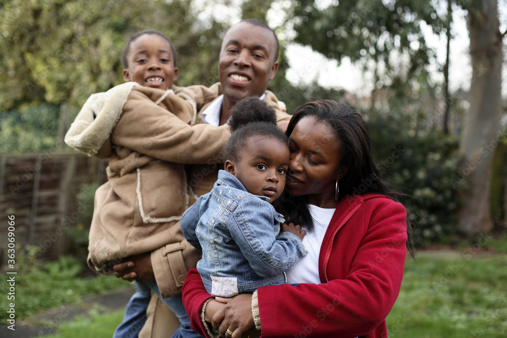 Family posing for the camera