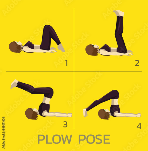 Plow Pose Yoga Manga Tutorial How Cartoon Vector Illustration