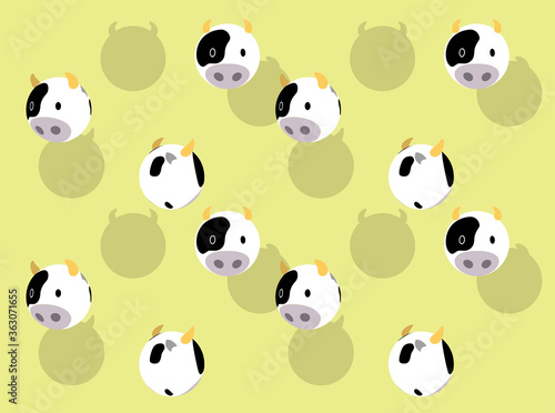 Ball Animal Character Cow Cute Cartoon Background Wallpaper-01