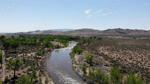 Carson River Aerial Drone Shot - Lahontan Valley, near Silver Springs photo