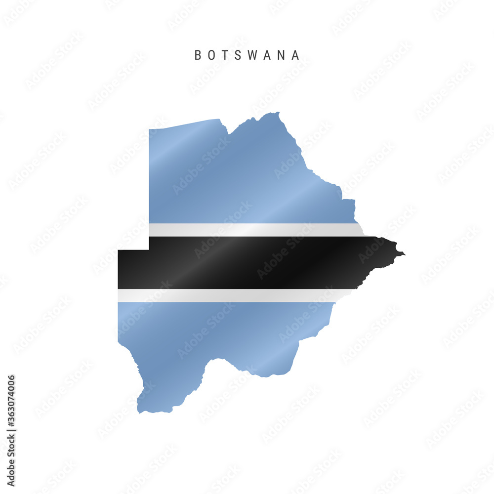 Waving flag map of Botswana. Vector illustration