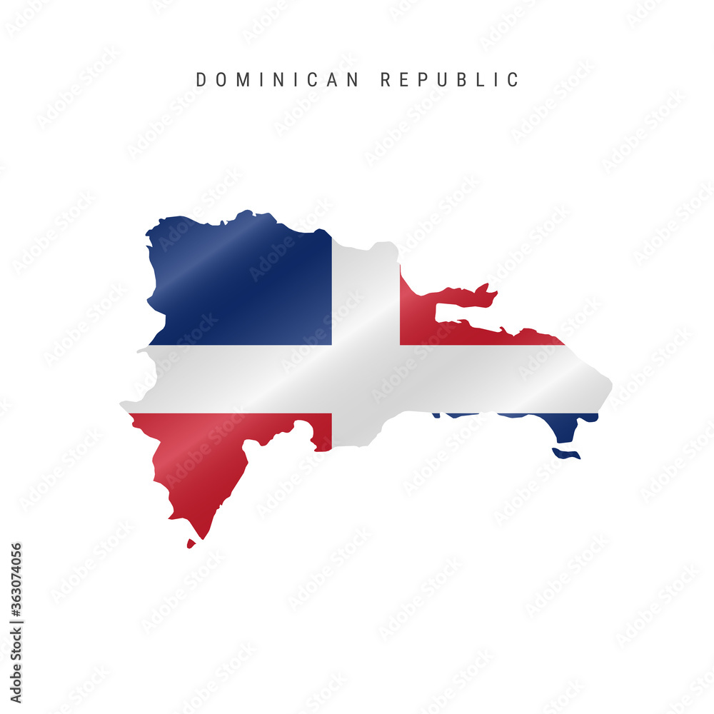 Obraz premium Waving flag map of Dominican Republic. Vector illustration