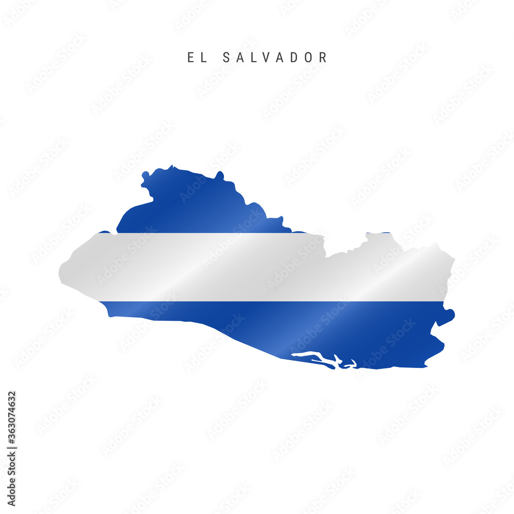 Fototapeta premium Waving flag map of El Salvador. Vector illustration