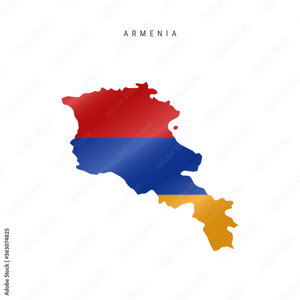 Waving flag map of Armenia. Vector illustration