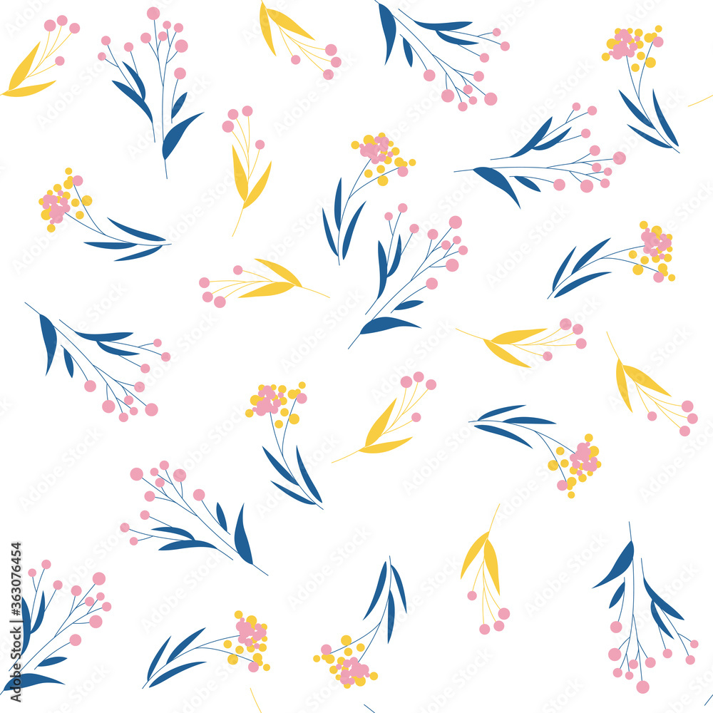 Blossom Floral pattern in the blooming botanical Motifs scattered random. Seamless vector texture. For fashion prints. Printing with in hand drawn style light blue background Blossom Floral pattern in the blooming botanical Motifs scattered random. Seamless vector texture. For fashion prints. Printing with in hand drawn style light blue background