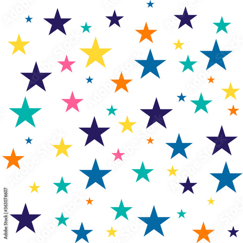 Cute festive background with gold stars. Holiday seamless pattern. Christmas star. Ornament for gift wrapping paper, fabric, clothes, textile, surface textures, scrapbook. Vector illustration.