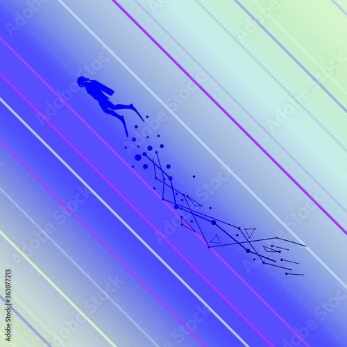 Silhouette of diver. Icon diver. The concept of sport diving.