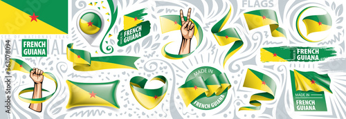 Vector set of the national flag of French Guiana in various creative designs