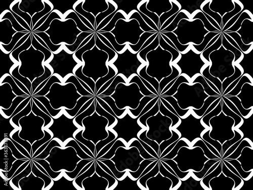 Seamless pattern design with floral background elements, beautiful ornaments, black, white, orange, pink, red, green, yellow, blue, gray, purple