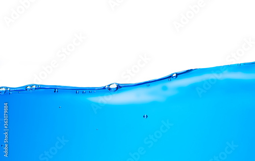 closed up of beautiful curve and nice bubble of drinking water isolated on white background