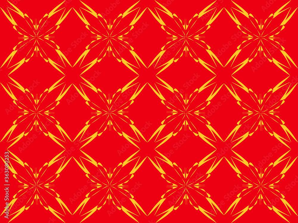 Seamless pattern design with floral background elements, beautiful ornaments, black, white, orange, pink, red, green, yellow, blue, gray, purple