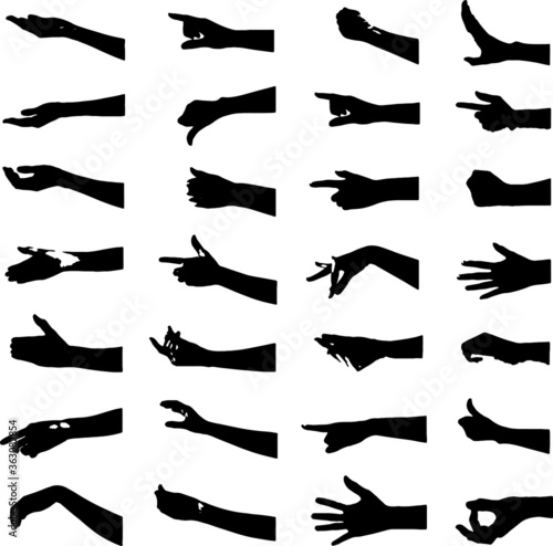 collection hand set in gesture