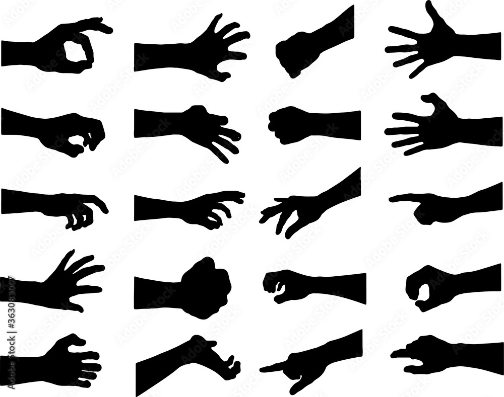 collection hand set in gesture