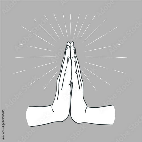 Card vector symbol mudra hands, yoga meditation, vector illustration
