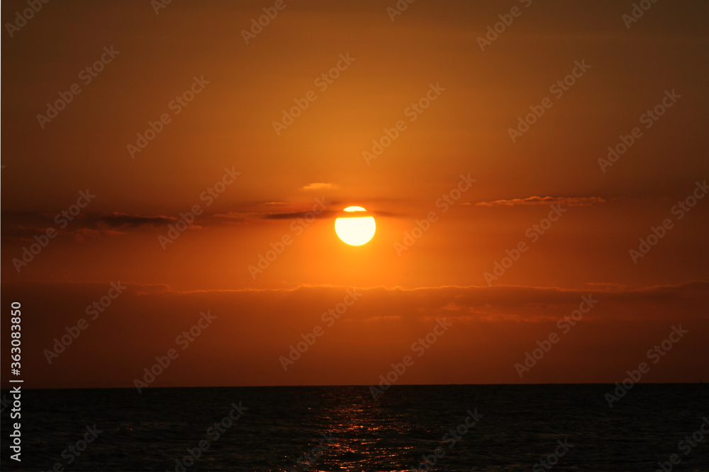 a beutiful sunset on the beach