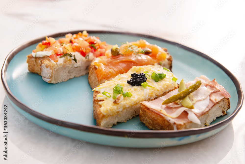 bruschetta - italian appetizer taast with natural spread