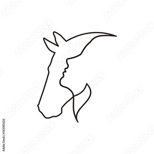 Silhouette of a girl and a horse