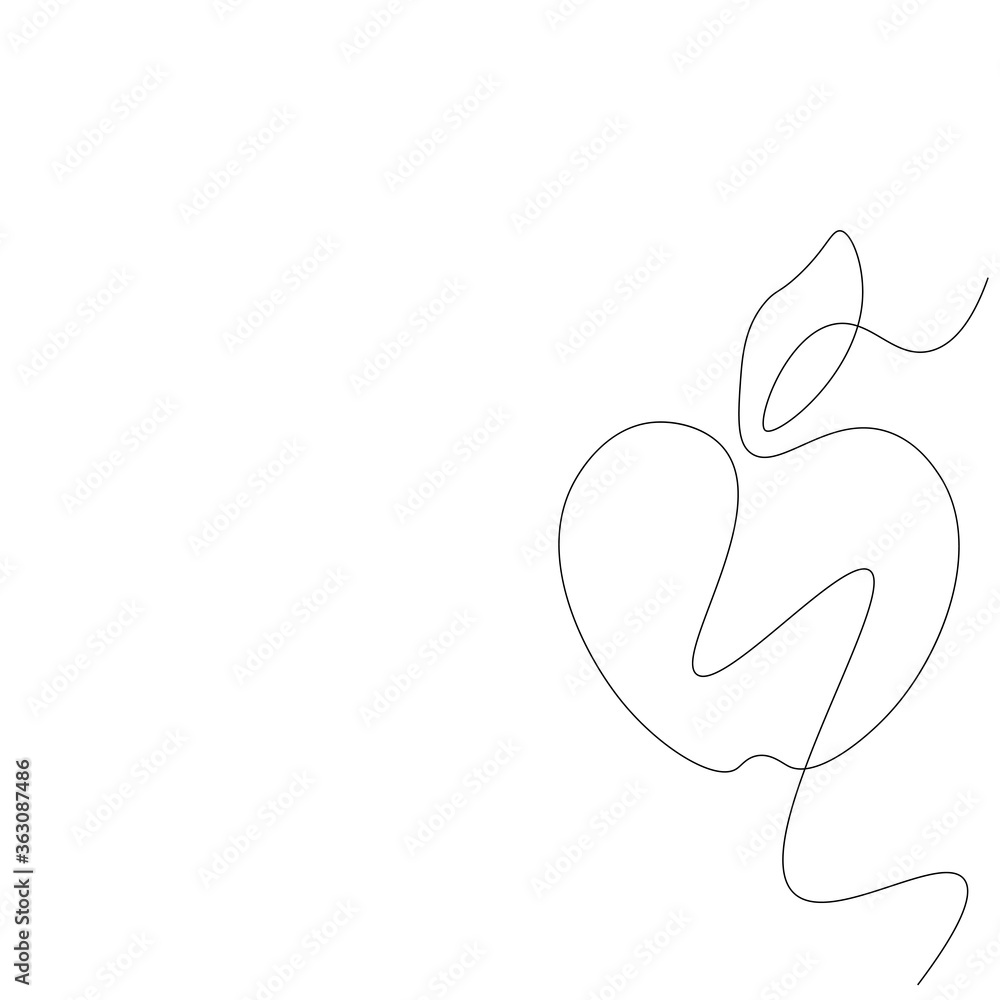 Fruit apple line drawing vector illustration Fruit apple line drawing vector illustration