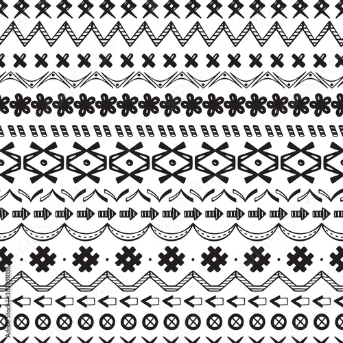 Ethnic seamless pattern. Hand Drawn Doodle Tribal geometric Ornamental pattern. Ethnic texture. Abstract Traditional decorative ornament