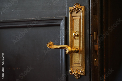Wallpaper Mural Golden handle of the old wooden door Torontodigital.ca