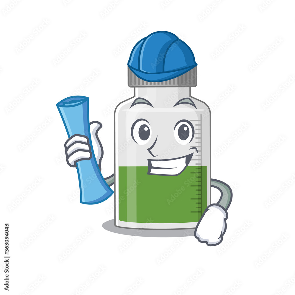 caricature picture of vitamin syrup Architect with blue prints caricature picture of vitamin syrup Architect with blue prints
