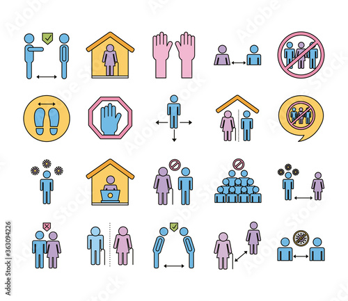 bundle of distance social set icons