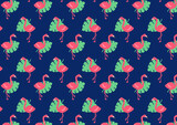 フラミンゴ　手書き　シームレス　パターン　summer　flamingo  doodles seamless pattern