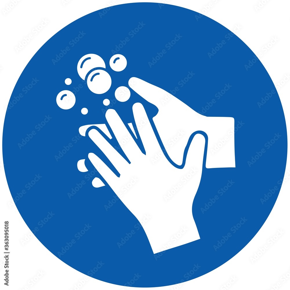 Wash your hands or sanitize hands mandatory sign. for preventing coronavirus covid-19 concept Wash your hands or sanitize hands mandatory sign. for preventing coronavirus covid-19 concept