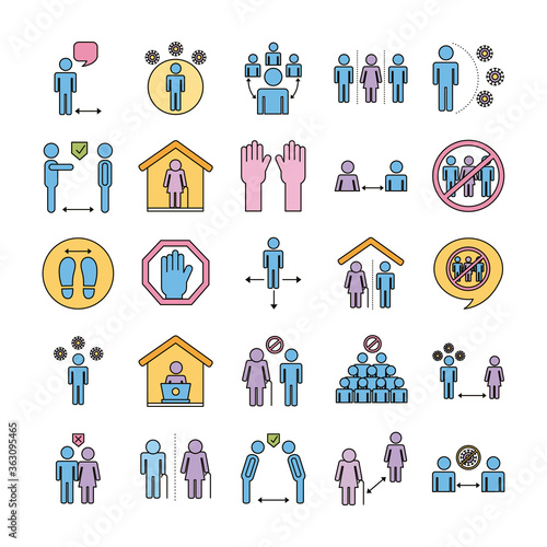 bundle of distance social set icons