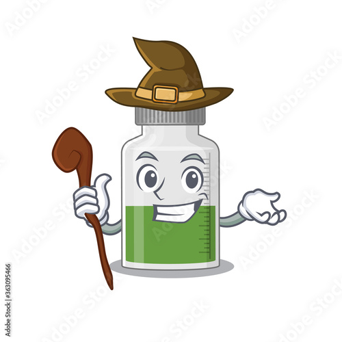 Vitamin syrup funny but sneaky witch cartoon character design