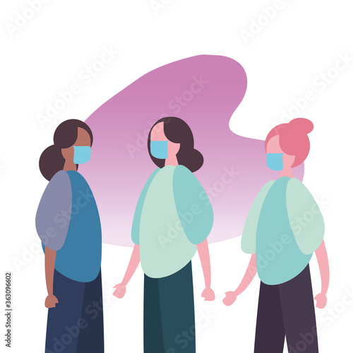 interracial women wearing medical masks characters