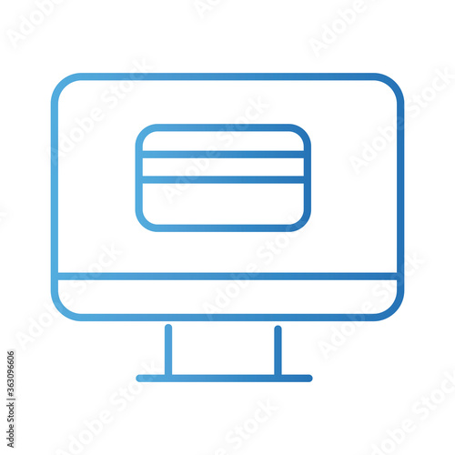 credit card with desktop payment online gradient style