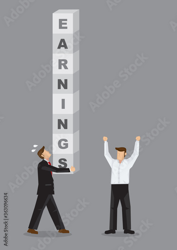 Businessman Delivers Earnings Business Cartoon Vector Illustration