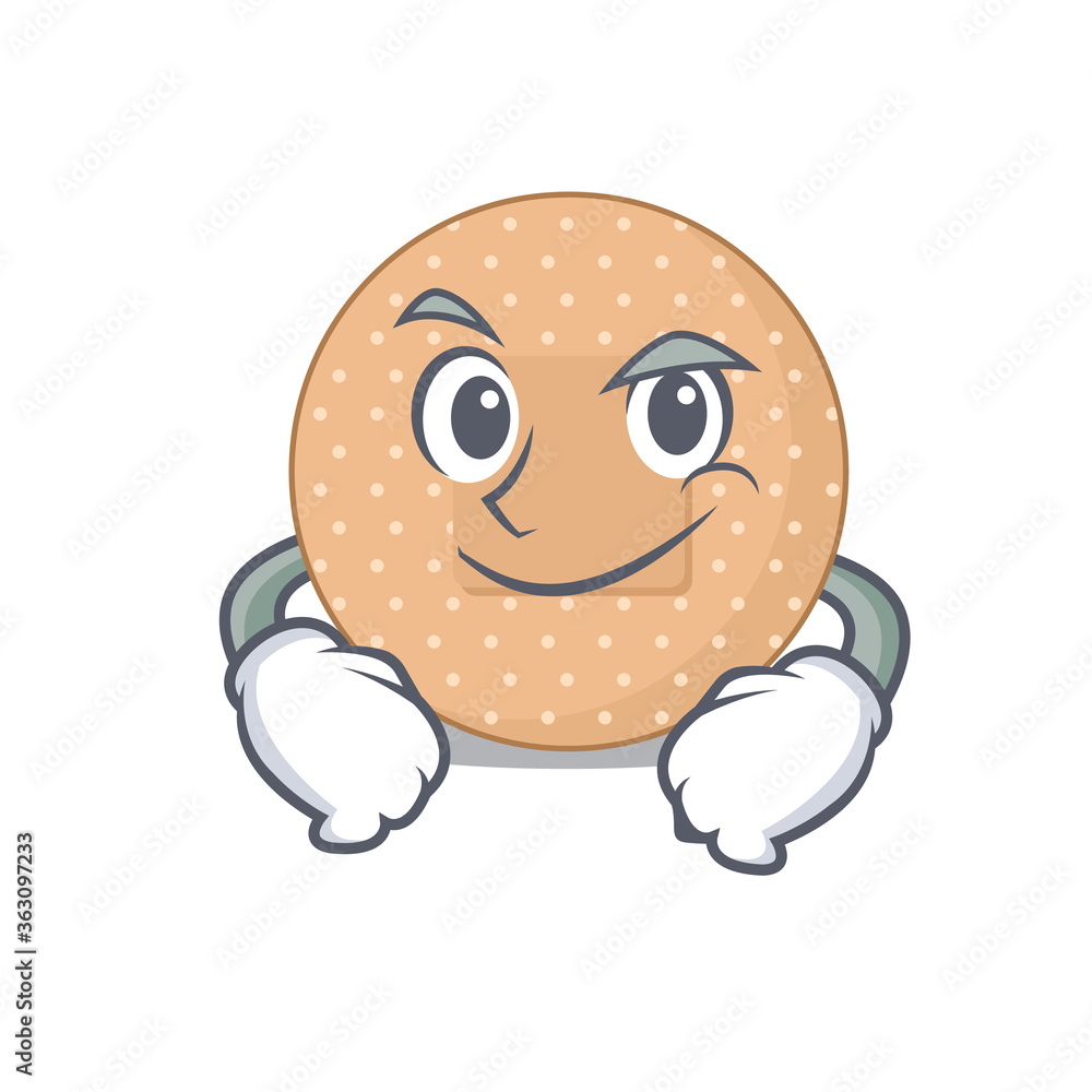 A cute caricature picture of rounded bandage having confident gesture A cute caricature picture of rounded bandage having confident gesture