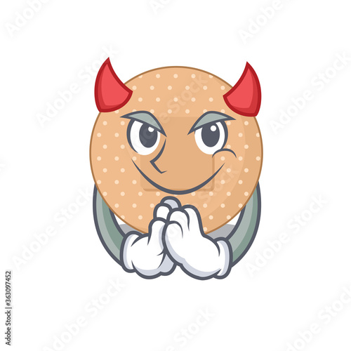 Rounded bandage clothed as devil cartoon character design on Halloween night