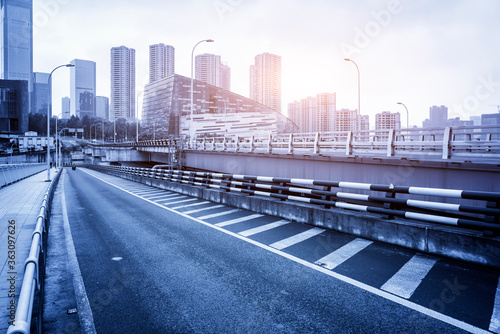 Viaducts, highways and urban buildings